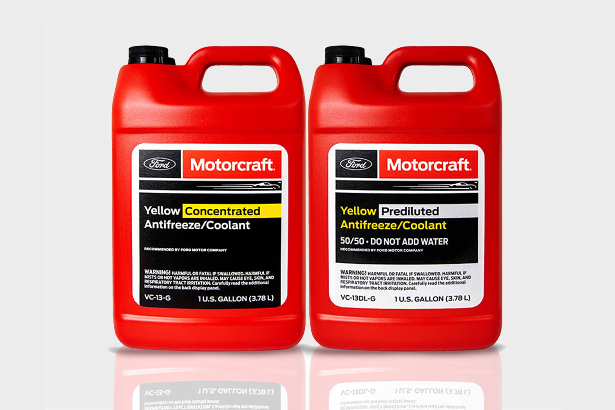 Motorcraft Yellow concentrated and pre diluted antifreeze coolant